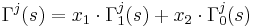 \Gamma^j(s) = x_1 \cdot \Gamma_1^j (s) + x_2 \cdot \Gamma_0^j (s)